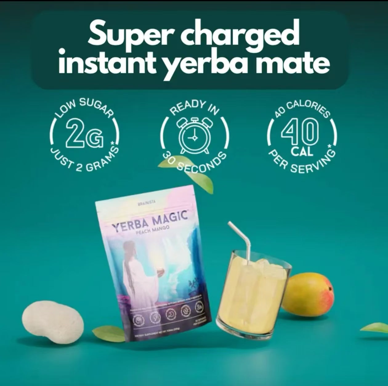 Yerba Magic | Yerba Mate Instant Tea Powder | Strawberry Matcha & Peach Mango Flavors | 30 Servings