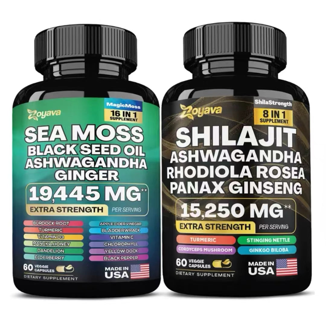 MULTIPLE HEALTH BENEFITS UNVEILED - Embark on a journey to vitality with our Sea Moss Supplement,Dynamic Vitality Bundle - Zoyava Sea Moss Multivitamin & Shilajit Power Cambo - made in usa,DISCOVER OUR EXCLUSIVE BLEND - Introducing MineralProXII Blend