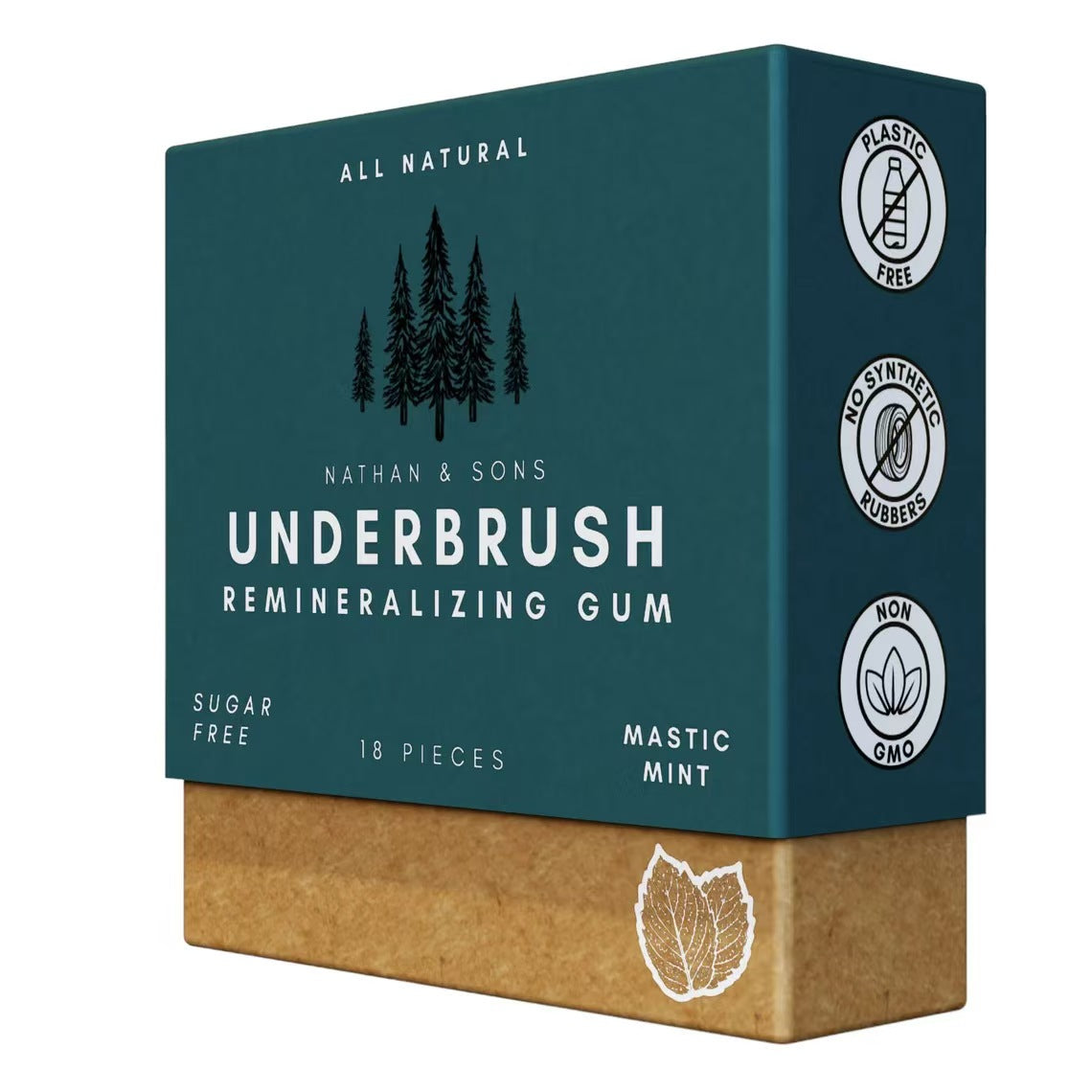 Underbrush Remineralizing Chewing Gum with Nano-Hydroxyapatite for Teeth and Gum Protection, Organic Mastic Mint Sugar-Free Gum Xylitol Bubblegum