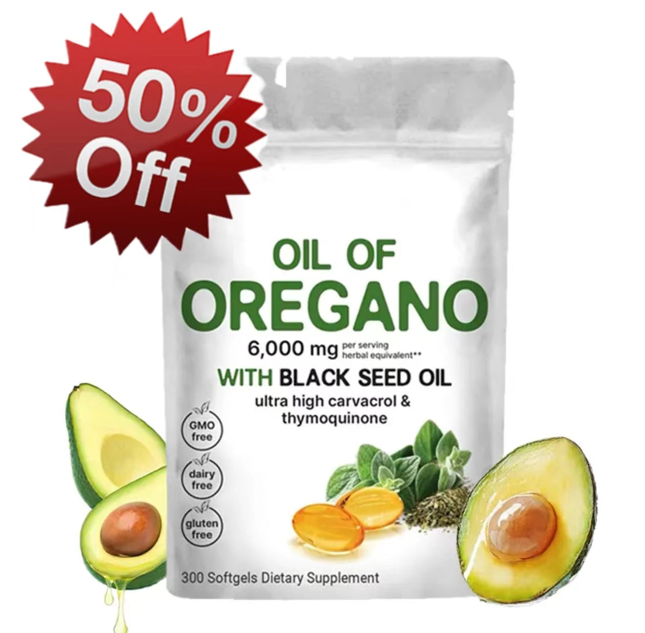 Micro Ingredients Oregano Oil with Black Seed Oil,300 softgels